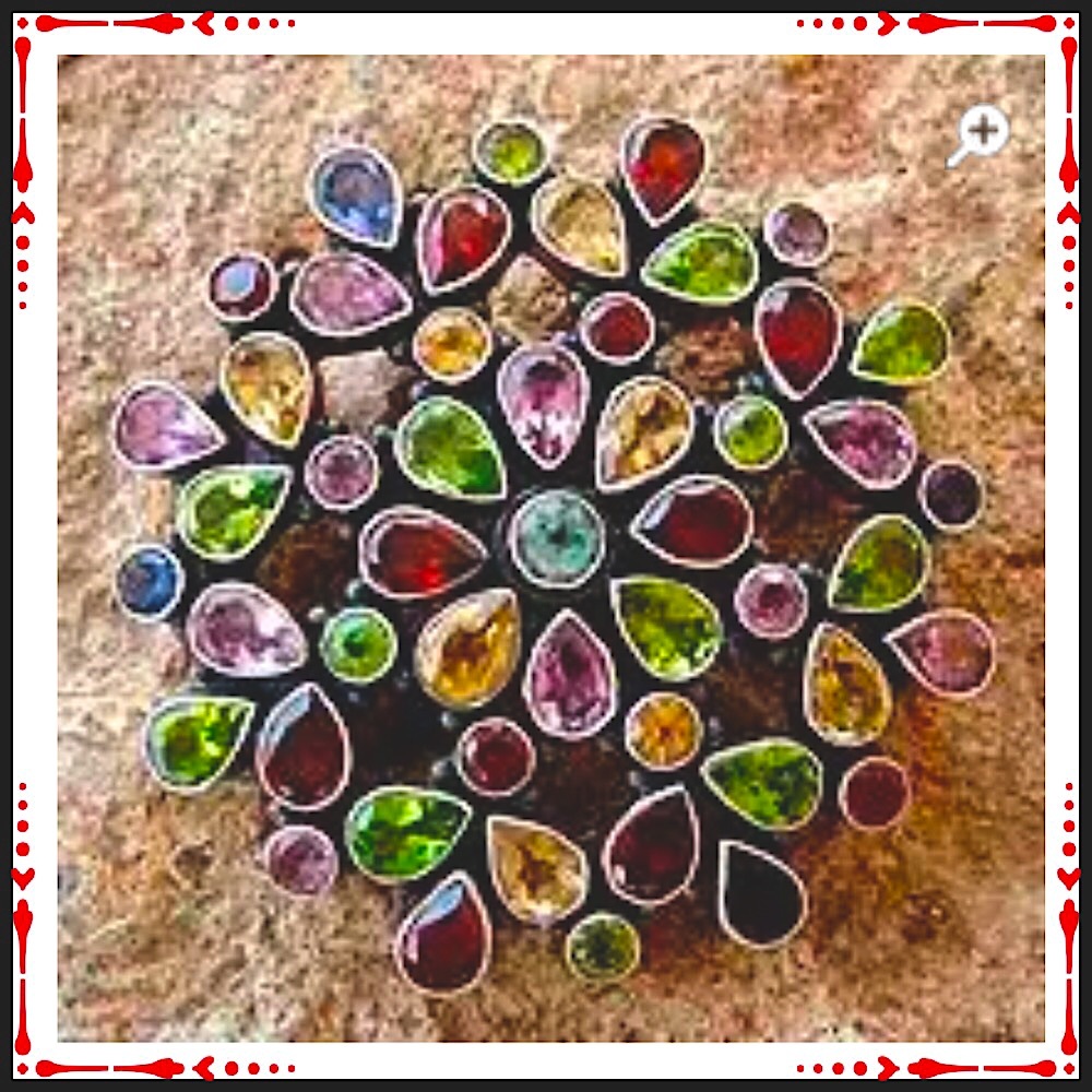 NOVICA amethyst garnet brooch pin blue topaz sterling silver, “Summer Blossom “